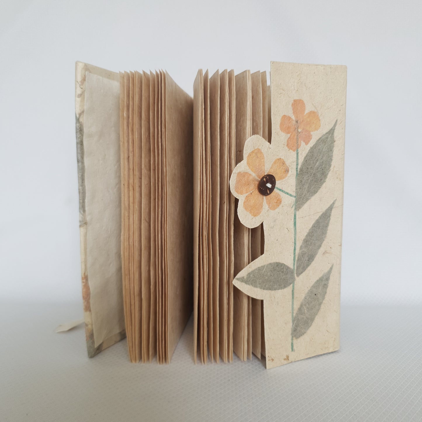 Handmade Paper Notebook Leaf Flower Pattern - Plain