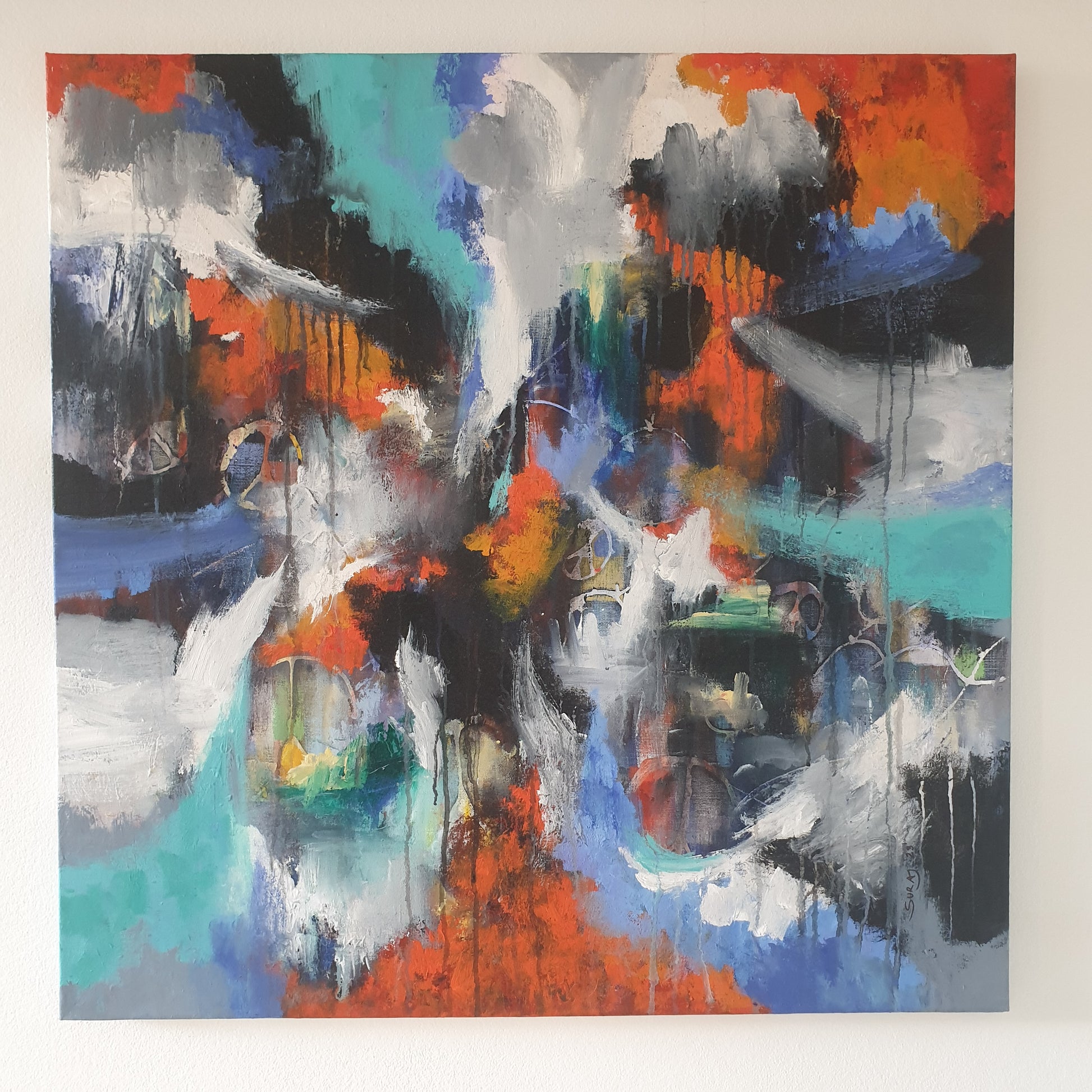 Walking through Fire, Path to Freedom and Peace | Acrylic on Canvas | Art by Suraj Sainju