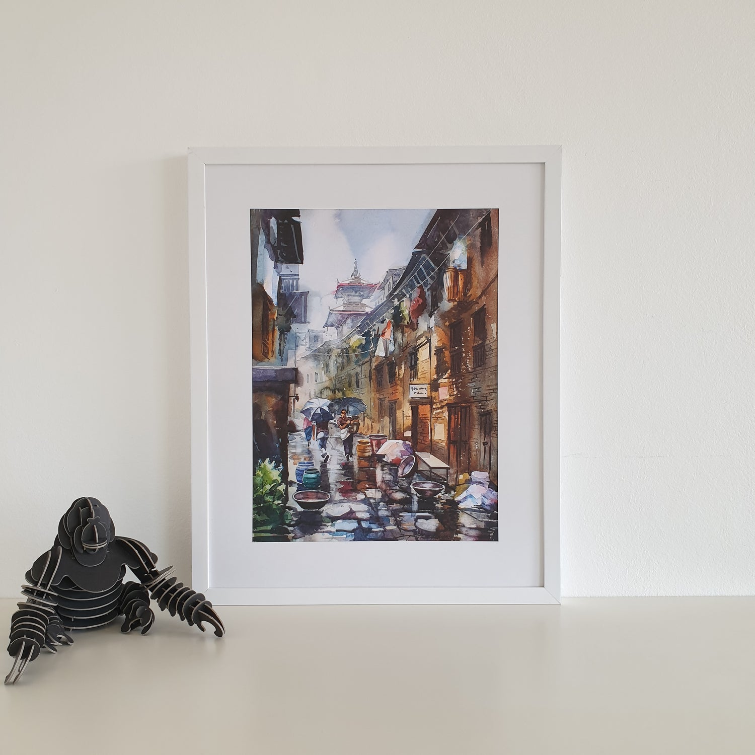 Art Print - Rainy season, street scene from Kathmandu, Nepal