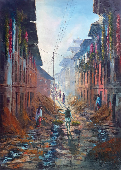 Art Print | Street scene from Bhaktapur city of Nepal