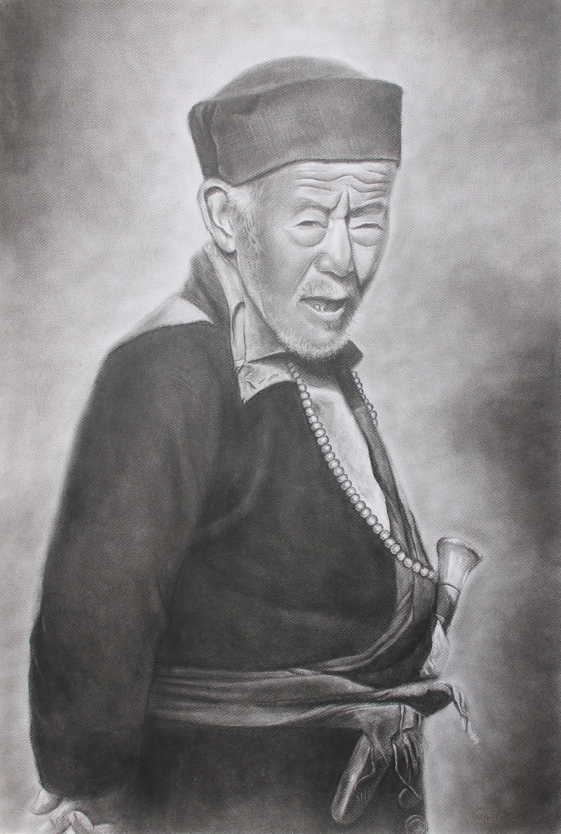 Tibetan old man with Khukuri