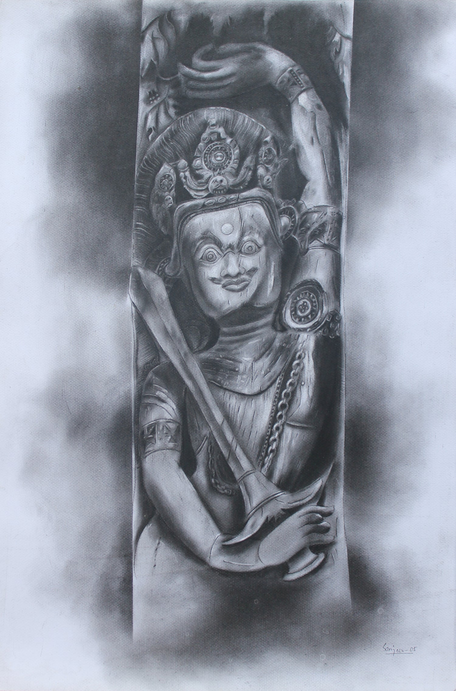 Hindu Deity, God of Nepal carrying sword