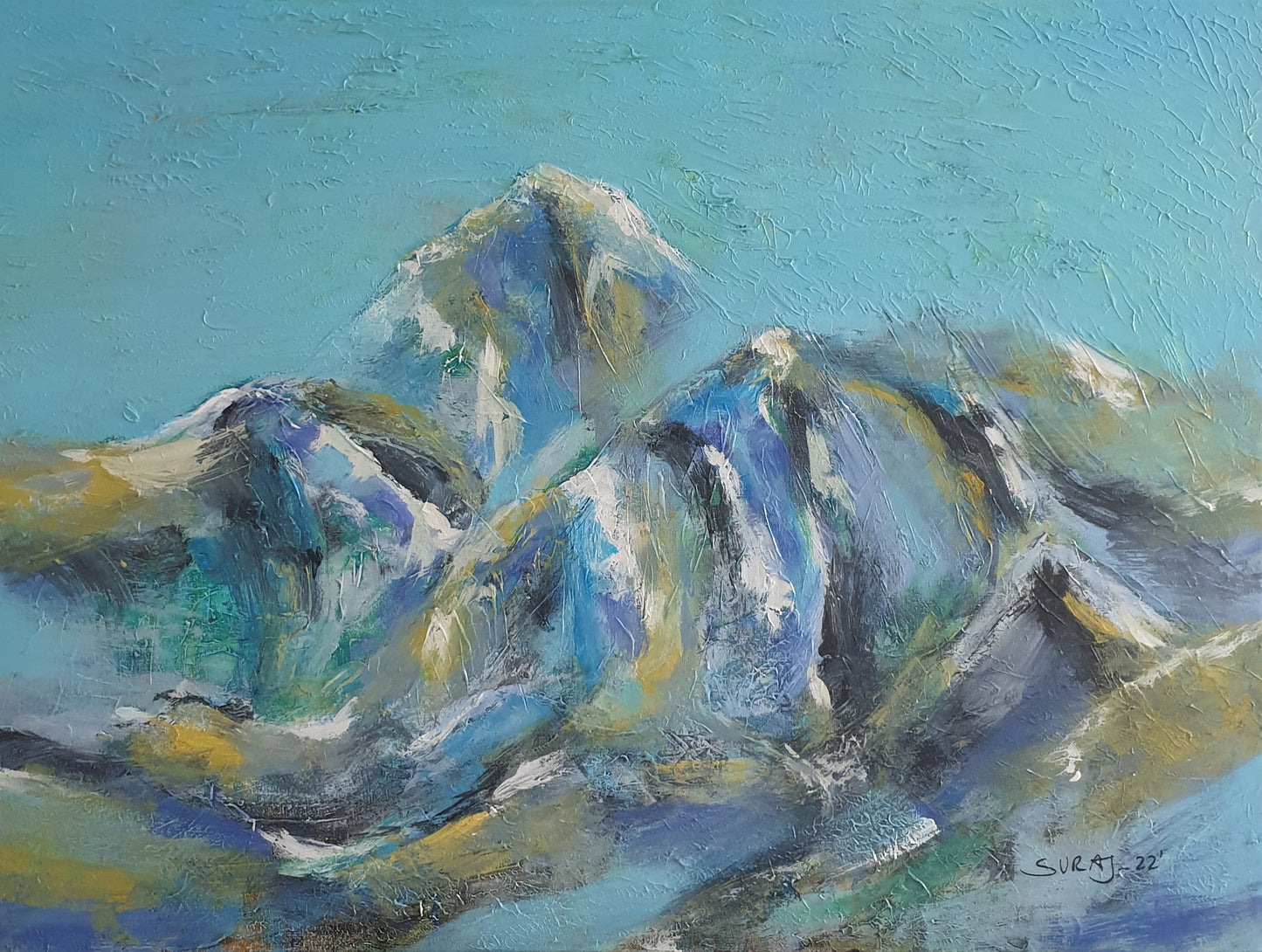 abstract painting of mount Everest by Suraj Sainju