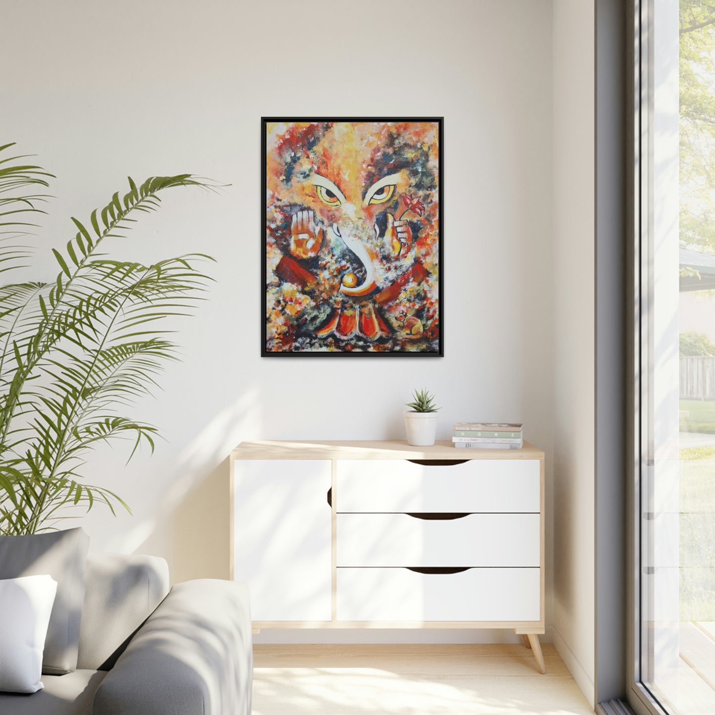 Matte Canvas, Black Frame- Art Print - Lord Ganesha