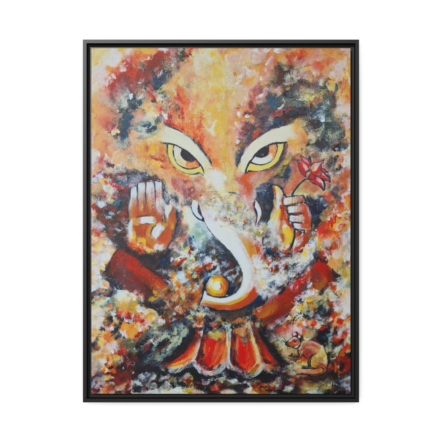 Matte Canvas, Black Frame- Art Print - Lord Ganesha